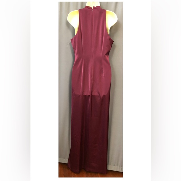 Donna Karan Satin,fully Lined,brooch Accent Waist Gown,Sz 12, New, Berry - Picture 8 of 9
